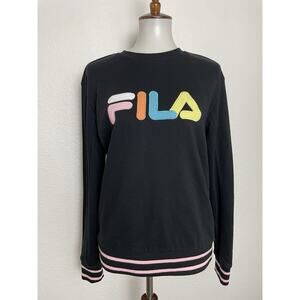 FILA Sweatshirt Top Pullover Crewneck Multicolor Colorblock Stretch